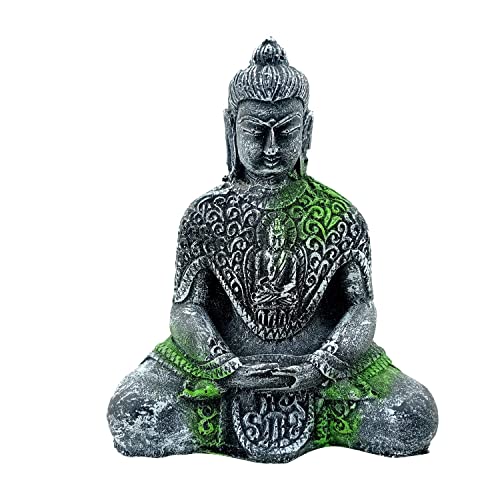 Image of Meditating Buddha Statue and Artificial Plant for Aquarium Fish Tank Decoration Combo Pack Ornament and Plant