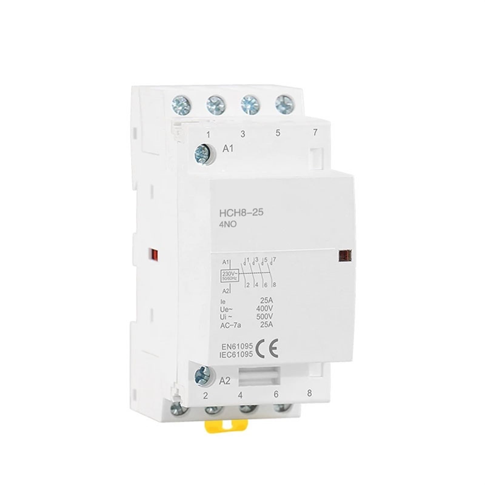 Contactor Modular HCH8-25, 4 Polos, 16 A, 20 A, 25 A, NA, NC o 2, 24 V, 110, 220, contactor automático doméstico, Tipo riel DIN, 1 Unidad(4P 25A 4NC AC230V)