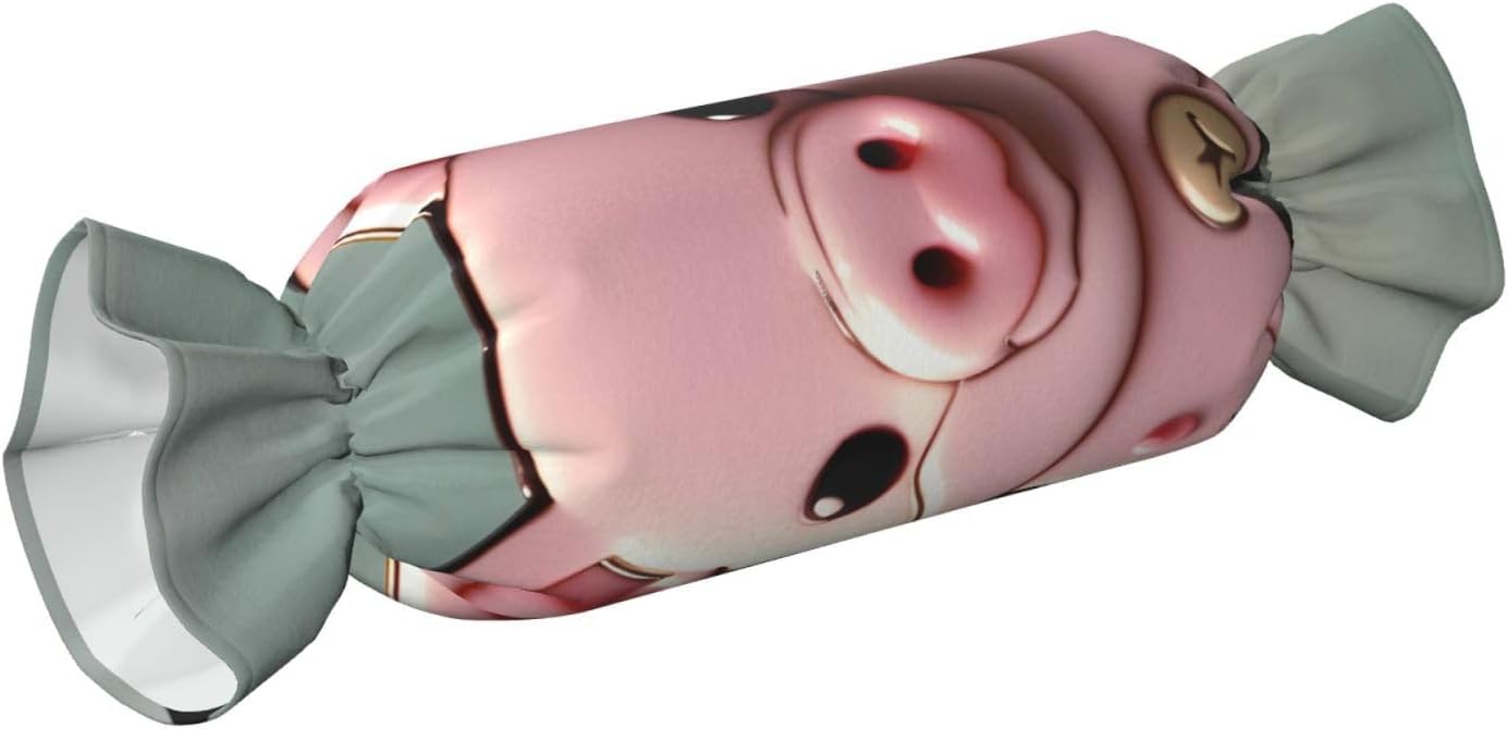 Pink Pig Print Candy Cylindrical Comfortable Pillow Throw Pillows Home Decor Easy Maintenance