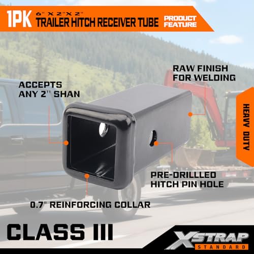 XSTRAP STANDARD 2" Hitch Reducer Sleeve Carbon Steel Adapter, Heavy Duty Carbon Steel Hitch Convertor for Tractor RV Truck Bike Rack Cargo Carrier Towing Usefor Track - image 4