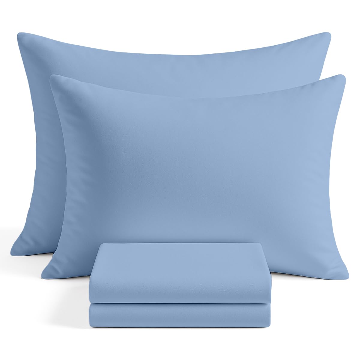 Egypto 100% Microfibre White Pillowcase 2 Pack – Ultra Soft, Skin-Friendly & Breathable Pillow Cover – Durable & Wrinkle-Resistant Standard Pillow Slip (Sky Blue – 50 x 75cm)
