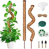 selizo Monstera Rankhilfe,2 Pack 64cm Pflanzstab Kokos, Biegsame Moosstab für Monstera mit Zubehör, Monstera Stab Pflanzstab Monstera für Kletterpflanzen Natürlicher Pflanzenstütze
