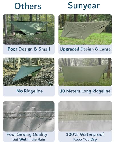 Image of Sunyear Camping Hammock with Spacious Net, Single /Double,Outdoor&Indoor