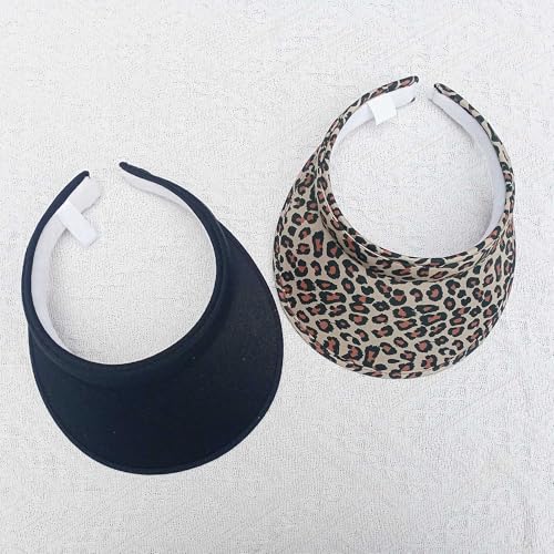 Image of 2 Pack Sun Visor Hats Women Men Clip On Wide Brim Visors Hat Outdoor Sports Golf Beach Travel Tennis Caps