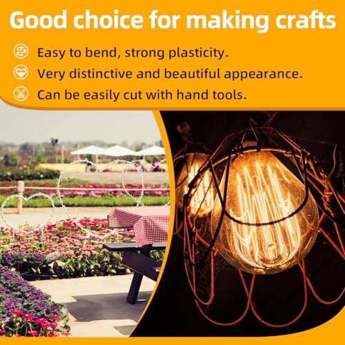 AggFencer 100m Stacheldraht 1,3mm Drahtstärke, 4 Punkt Stacheldraht Zaun, Stacheldraht Rolle Verzinkt, Stark und Flexibel für Balkon Garten, Baseballschläger oder Handwerk