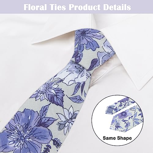 Image of Mantieqingway Men's Cotton Floral Neck Tie 2.56'' Printed Skinny Tie