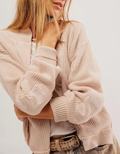 Image of Womens Cropped Cardigan Sweaters Y2k Open Front Cardigans Long Sleeve Oversized Fall Sweater Trendy