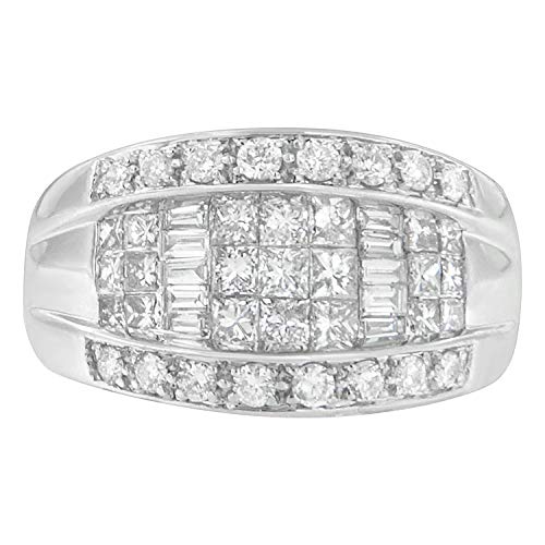 Original Classics 14K White Gold Round, Baguette and Princess-Cut Diamond Ring (1.5 Cttw, H-I Color, SI2-I1 Clarity) - Size 6-1/2