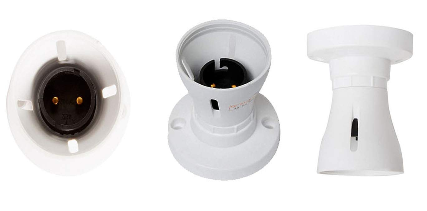 Mr.Gadget's Solutions Bayonet Batten White Ceiling Lamp Holder for BC B22 Light Bulb Socket Lamp Fitting
