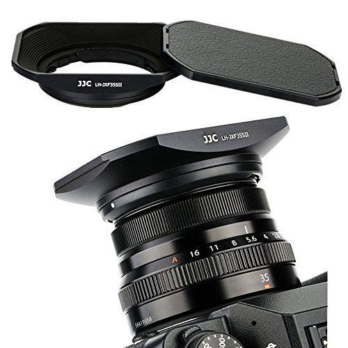 Black Square Metal Lens Hood Shade w/Cover Cap for Fujifilm Fujinon XC