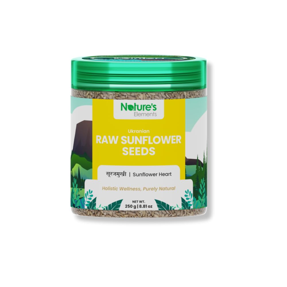 Nature's Elements Raw Sunflower Seeds - 100% Pure & Raw Seeds for Eating | Vegan Healthy Snacks | High in Vitamin, Fibre & Protein Seeds | Gluten Free | Premium Sunflower Seeds - Pack of (250 grams)