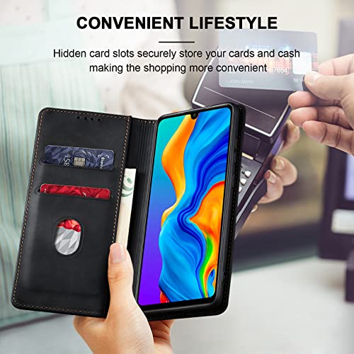 Image of Jasonyu Flip Wallet Case for Huawei P30 Lite,Black