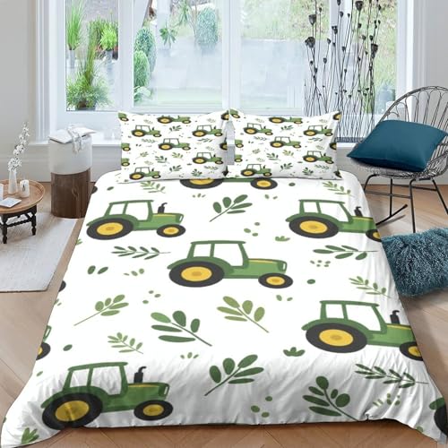 Housse de couette tracteur 3D en microfibre pour lit single 140x200cm