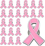 25PCS Breast Cancer Awareness Brooch for Women Pink Ribbon Lapel Pins Pink Hope Ribbon Metal Medal for Charity Recognition, Public Event, Fundraiser, Survivor Movement (25)