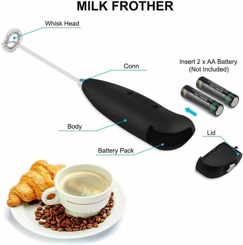 Stainless Steel Milk Frother Electric Foam Maker Classic Sleek Design Hand Blender Mixer,Mini Hand Blender for Coffee/Egg Beater |,Egg Beater,Coffee,Juice,Cappuccino Multicolour - Image 2