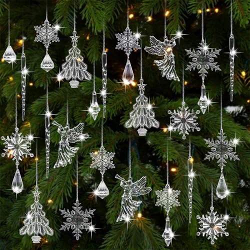 Forbabe Weihnachtsbaumschmuck 52 Stück Acryl Weihnachtsbaum Schmuck...
