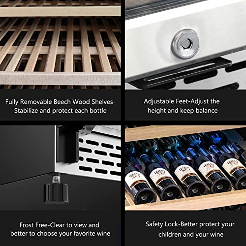 Rovrak Advanced 24 Inch Wine Cooler Refrigerator, 154 Bottle Large Capacity Frost Free Wine Fridge, Fashion Arc Handle With Digital Temperature Control Screen… #TOP6