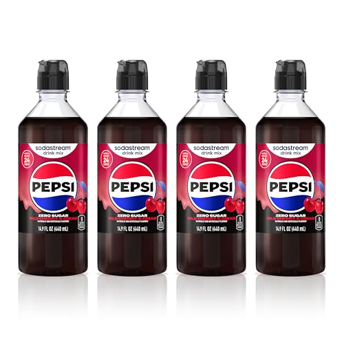 Image of SodaStream Zero Wild Cherry Pepsi & Cream, New Pour Bottle 440ml, (Pack of 4)