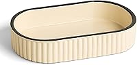 Preston Lane Signature Medium Ceramic Tray - Handmade in Portugal, Fluted Edges, Hand-Painted Alabaster Trim for Jewelry & Vanity Organization