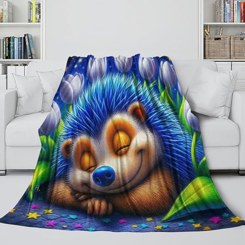 Couverture hérisson 3D 200x230cm en microfibre moelleuse pour grand lit