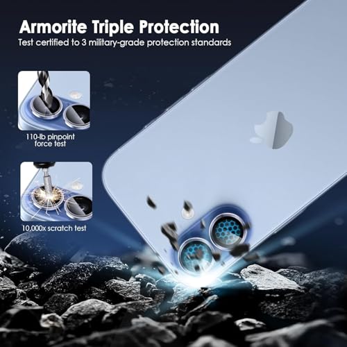 Image of Skinomi Camera Lens Protector Compatible with iPhone 17, [Anti-Scratch] Premium Tempered Glass Film Aluminum Alloy Lens Ring Cover- Mist Blue Titanium