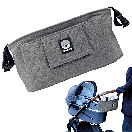 Grand sac pour poussette DOOKY - Compartiment principal, compartiment pour lingettes humides, compartiments de rangement pour couches, biberons, téléphone portable, etc.