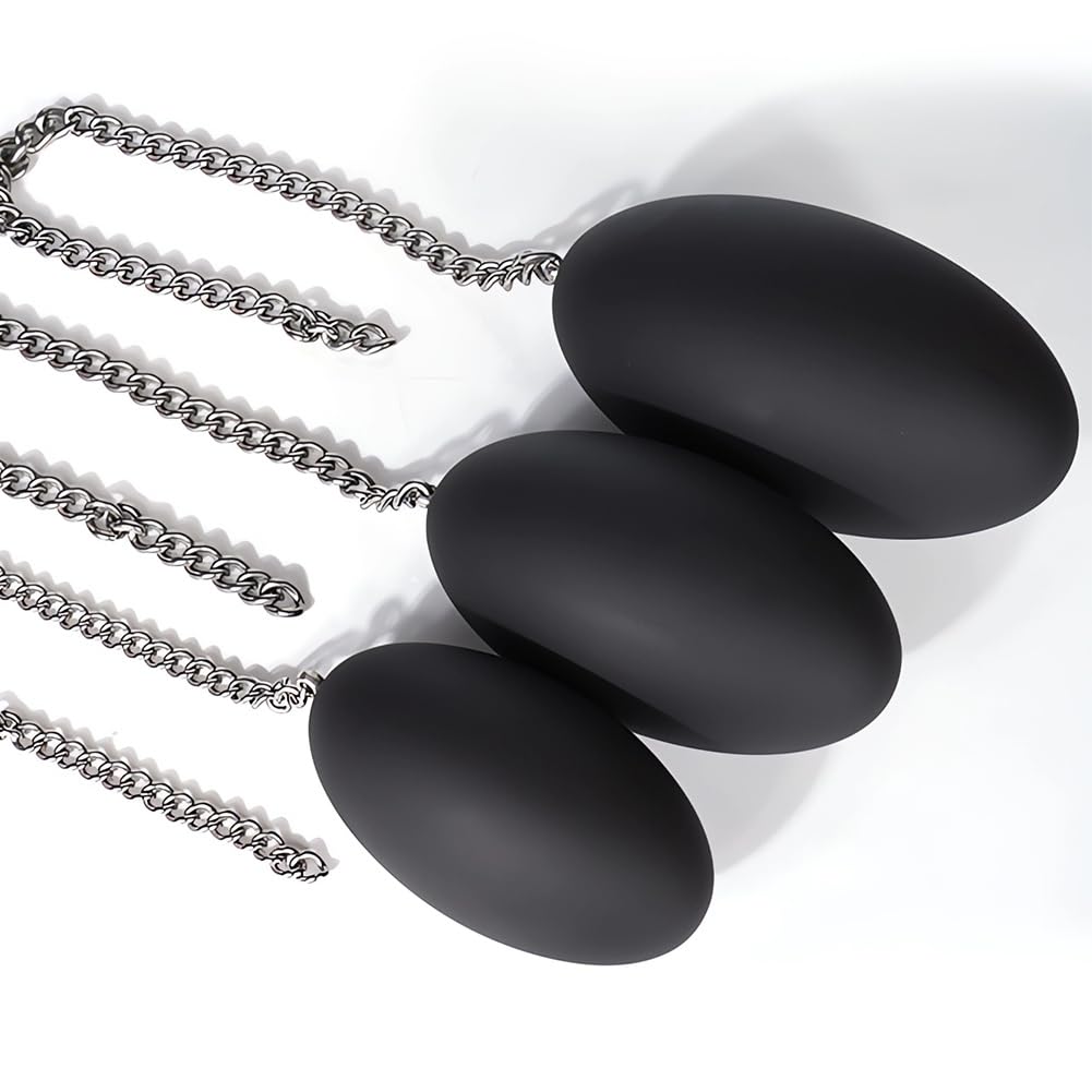 iquid Silicone Anal Plugs Egg-Shaped Butt Plug with Stainless Steel Pull Chain Prostate Massager Vaginal Stimulation for Women Men Couple Romi (L)