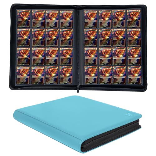 Image of 1000+ Pockets Trading Card Binder, 16-Pocket Card Ablum Compatible with MTG,Sports Cards & Other Standard Size Trading Cards (LIGHT BLUE)
