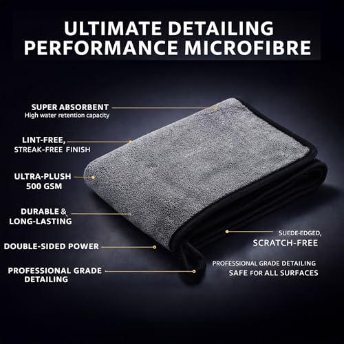 Image of Cutting EDGE 500 GSM Car Microfiber Cloth, 70x30 cm, Dark Grey (Set of 2)