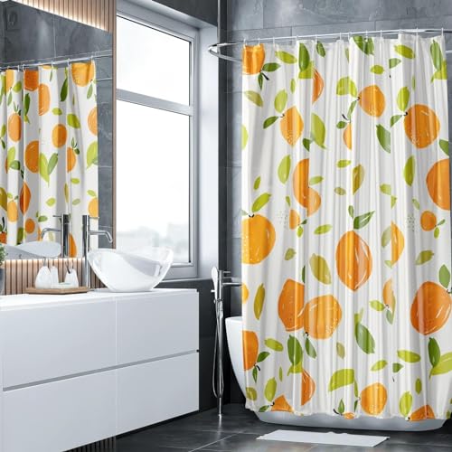 Rideau de douche imperméable orange 91x213cm en tissu polyester lavable