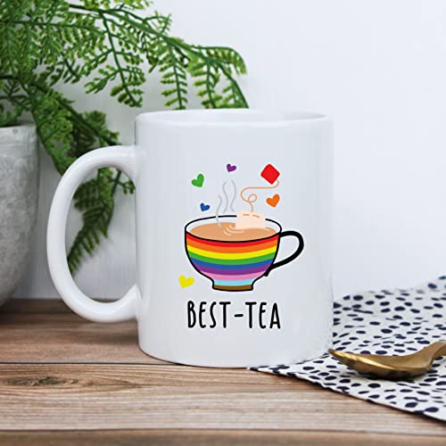 eBuyGB Gay Best Friend Coffee Mug, Personalised Best-Tea Mug, Printed 350ml Ceramic Cup, Tea Design, Tea Lover Gifts