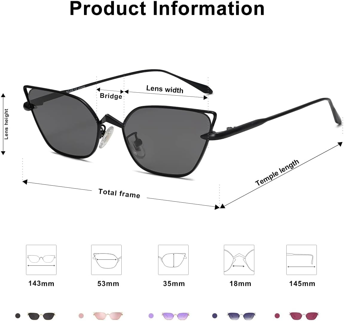 SOJOS Small Cateye Sunglasses Fashion Narrow Fun Designer Sun Glasses SJ1127A - Image 4