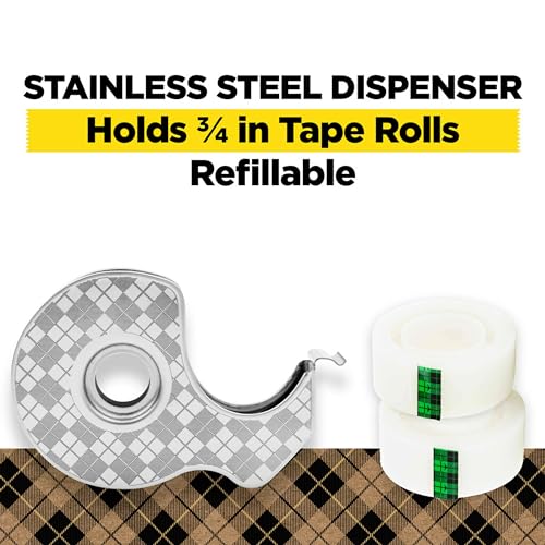 image for Scotch Magic Tape Stainless Steel Refillable Dispenser with Plant-Base
