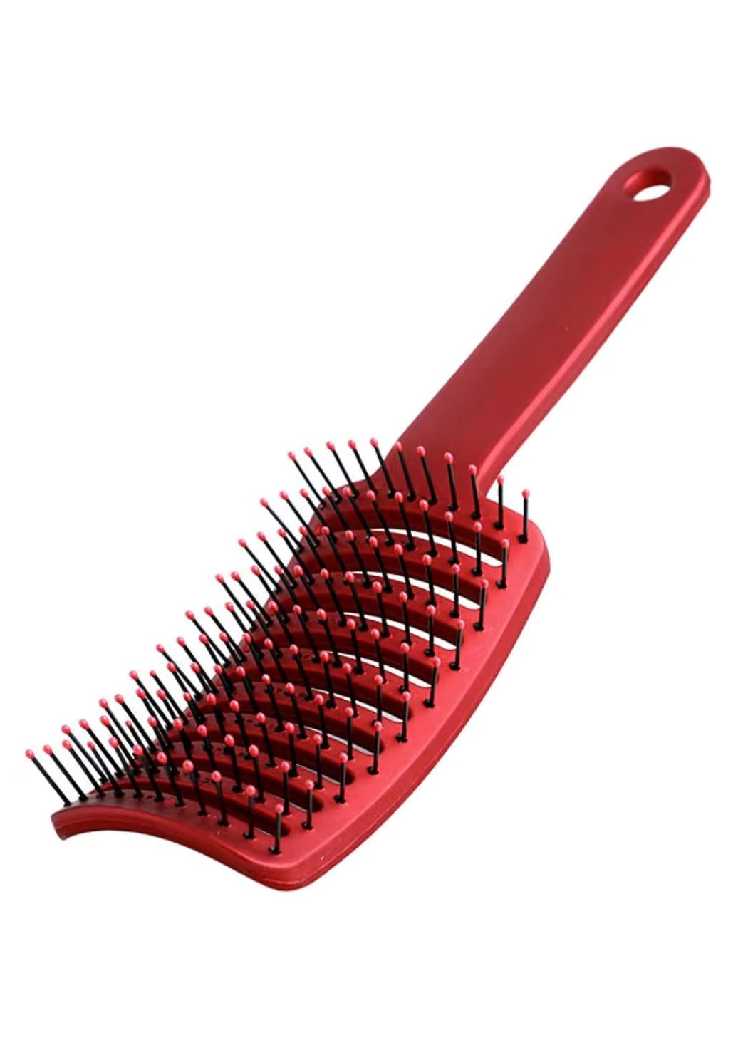 IFANStyling Comb Multi-purpose Arched Hair Comb Nylon Antistatic Detangler Comb for Women Crooked Comb with Radian 110 Round Head Teeth Radian Fitting Head with Frosted Handle (Red)