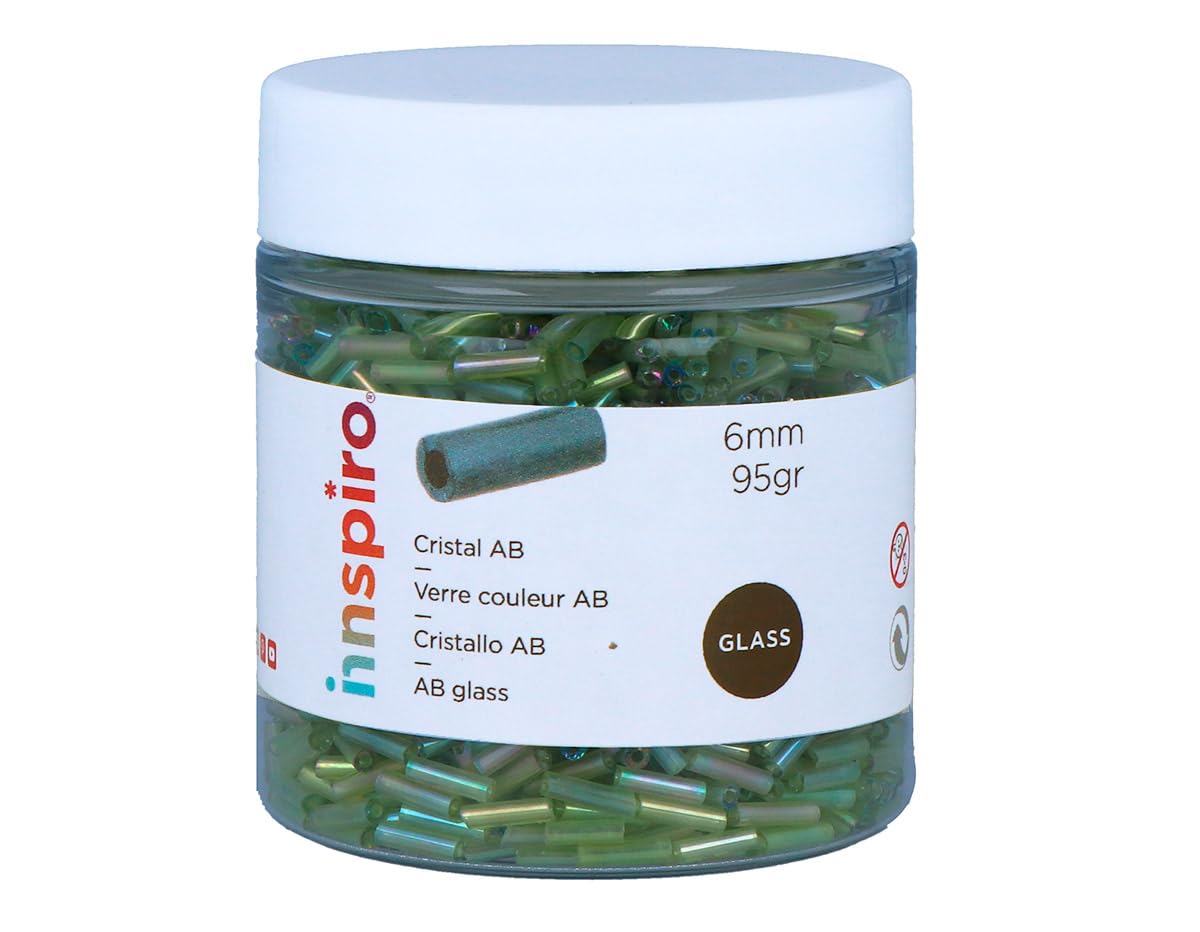 INNSPIRO Glass Rock Cylinder Aurora boreale Green Avocado diam. 1.8 x 6 mm. 95 g.