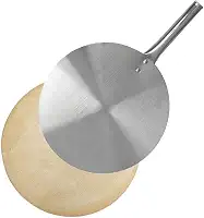 Pedra Refratária 37cm Redonda + Pá de Alumínio 35cm para Pizza Forno Churrasqueira