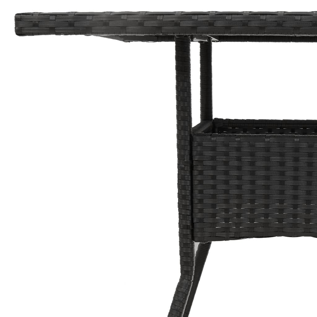 Poly Rattan stół ogrodowy, czarny, 80 x 80 x 75 cm | Blat stołu z drewna akacjowego, malowana proszkowo rama stalowa, odporna na warunki atmosferyczne, łatwa w pielęgnacji