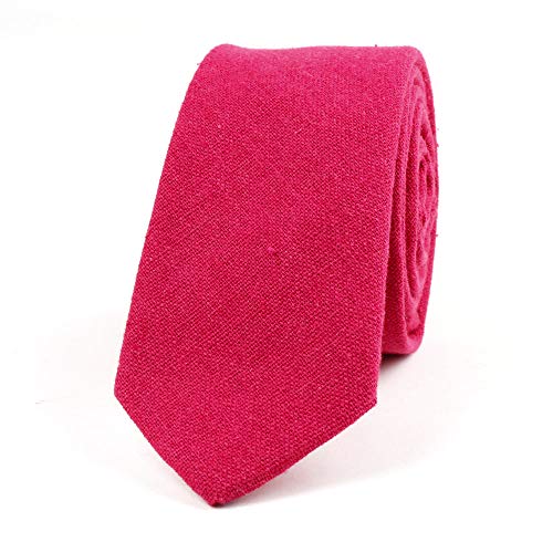 Image of Elfeves Men's Skinny Solid Color Tie Causal Cotton Linen Narrow Slim cut Necktie