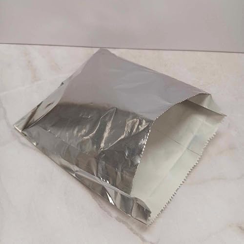 Miniatura 3 de Bolsas grandes de papel de aluminio para hamburguesahamburguesa con quesosándwich, resistentes a la grasa, las mantiene calientes, color plateado,