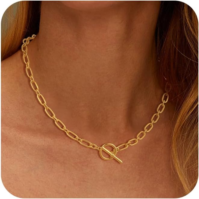 Chain Necklace for Women - Dainty Necklaces Trendy 14K Gold Plated Hypoallergenic Thin Box Herringbone Bead Chain Choker Necklace for Women Non Tarnish Simple Gold Jewelry Gift