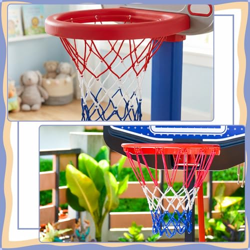 2 Stück Klein Basketballnetz, Basketball Ersatznetz, 8 Schlaufen Mini Ballnetz für den Austausch von Netzen im Innen- und Außenbereich, Dreifarbige Webart (Mini Größe)