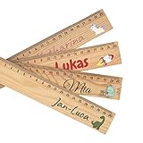 Personalisiertes Lineal Grundschule Kinder - Holz Lineal Kinder 20 cm mit Namen & süßen Motiven - Lineale Schule für Mädchen & Jungen Schulanfänger - Einschulung Geschenk Schulanfang Schuleinführung