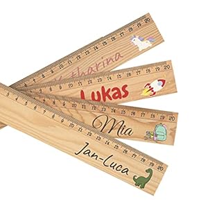 Personalisiertes Lineal Grundschule Kinder – Holz Lineal Kinder 20 cm mit Namen & süßen Motiven – Lineale Schule für…