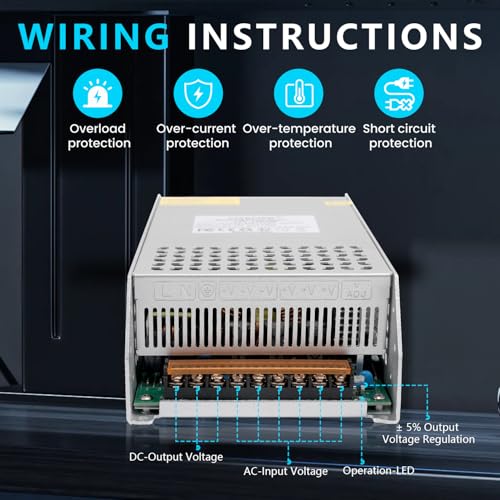 24V 50A 1200W Power Supply Transformer, 110V AC to DC 24V Converter Adapter 50A 1200W SMPS, DC 24v Switching Power Supply for LED Strip Motor Pump CCTV Camera System Car Stereo 3D Printer3