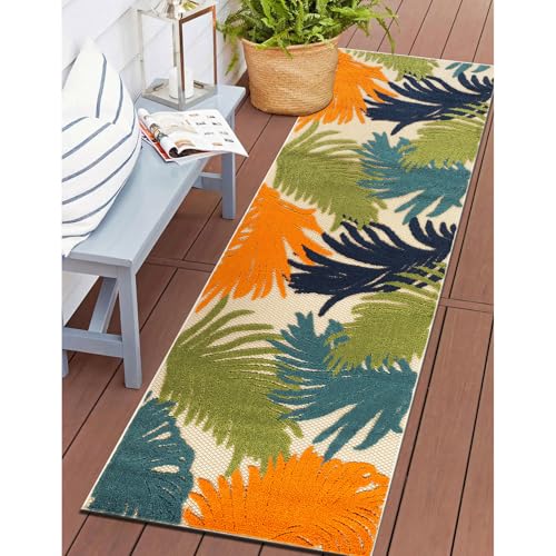 Rugshop Lucca Contemporary Floral Indoor/Outdoor Runner Rug 2' x 7' Multi