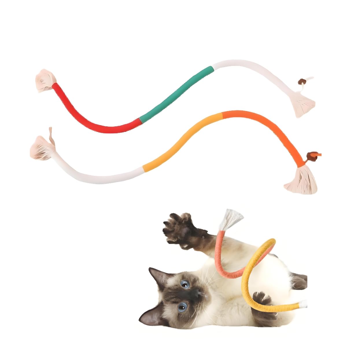 Catnip Toy Bite Rope, Cat Toy Bite Rope, 2Pack Interactive Chew, Filled Teething Chew Rope, Stress-Relief Cotton Rope for Teeth Cleaning Stress Release