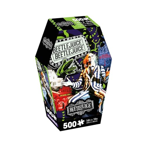 Aquarius Beetlejuice 500pc Puzzle Coffin Box (500 Piece Jigsaw Puzzle) - Glare Free - Precision Fit - Officially Licensed Beetlejuice Merchandise & Collectibles - 14x19 Inches
