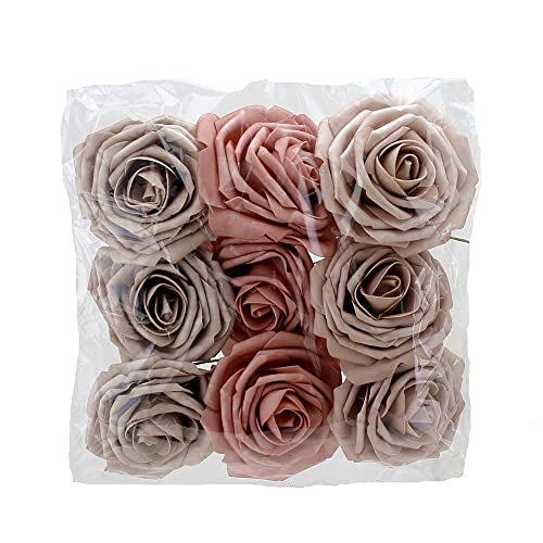 9 St. Foam Rosen Köpfe Sortiment, Ø 10cm Big/ aprico-Hellbeige-beige - Image 3
