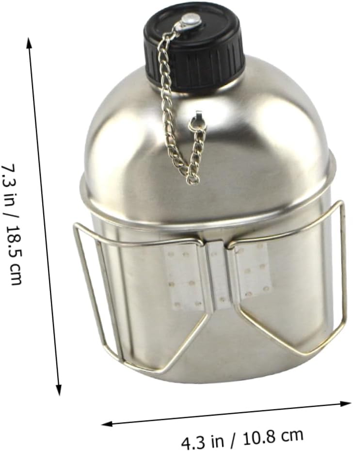1set Stainless Steel Canteen Water Bottle for Camping and Hiking Leakproof Outdoor Hydration Handle and Practical Design for Adventure Enthusiasts