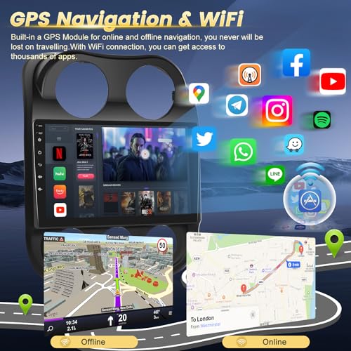 Radio Android EKAT 10.1 pulg para Jeep Compass Patriot miniatura 3